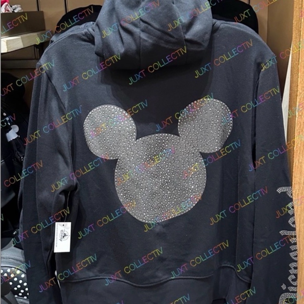Black Mickey Mouse Disneyland Hoodie with Rhinestone Mouse Ears